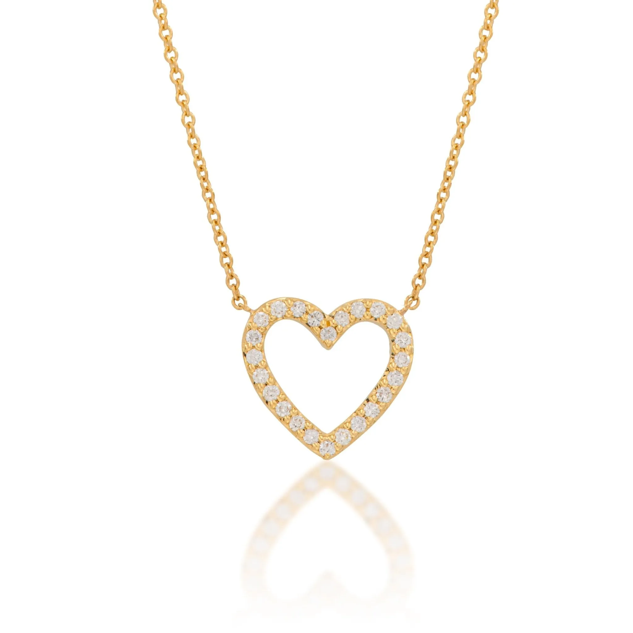 Gold Heart Necklace With Diamonds