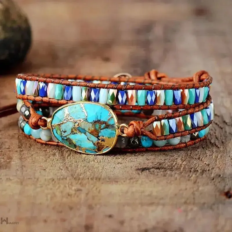 Gold Line Turquoise Bracelet - Handcrafted Elegance with Natural Turquoise for All Occasions