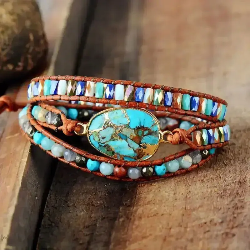 Gold Line Turquoise Bracelet - Handcrafted Elegance with Natural Turquoise for All Occasions