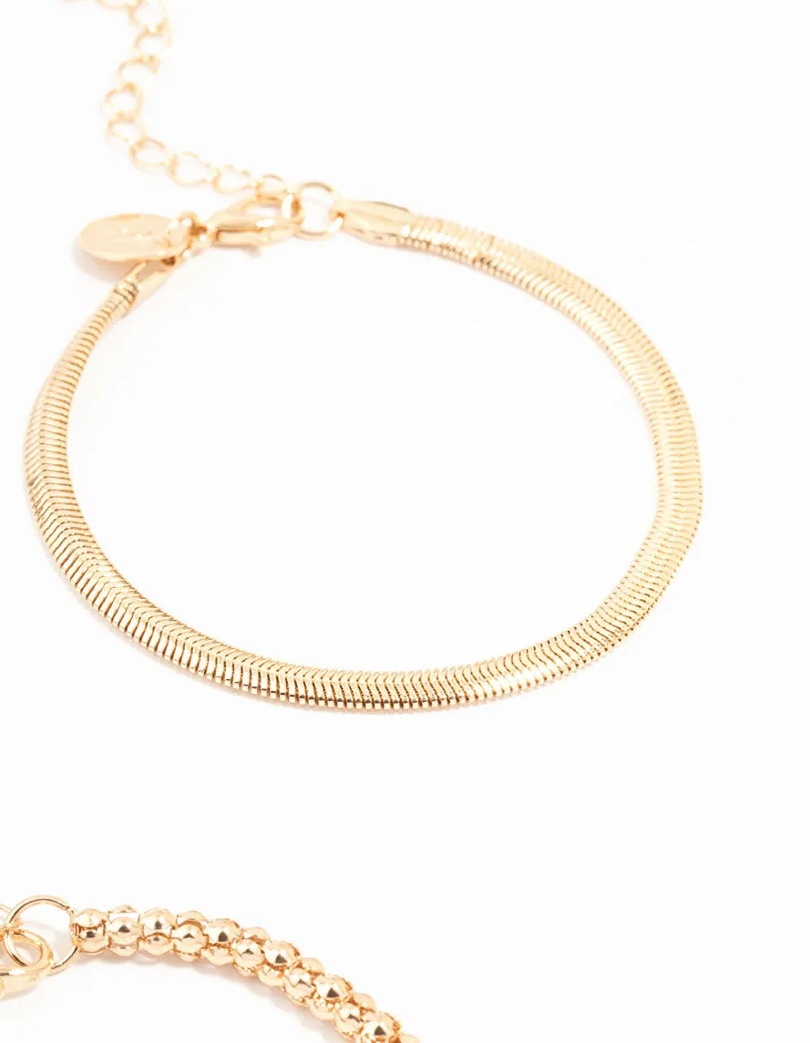 Gold Mixed Chain Bracelets 3-Pack