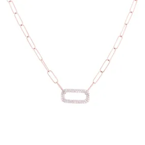 Gold Paper Clip Diamond Necklace