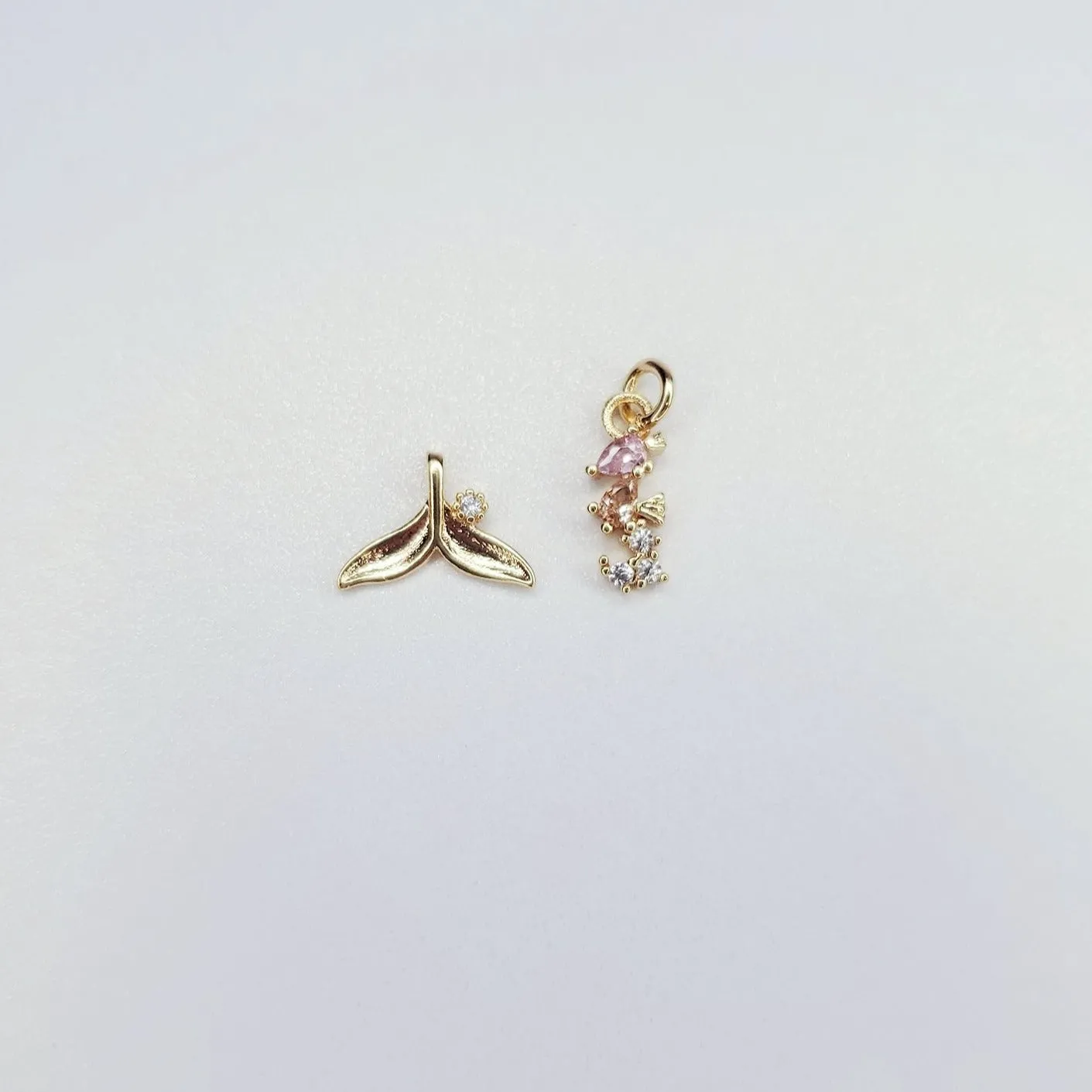 Gold Plated Dainty Cubic Zirconia Sea Charms