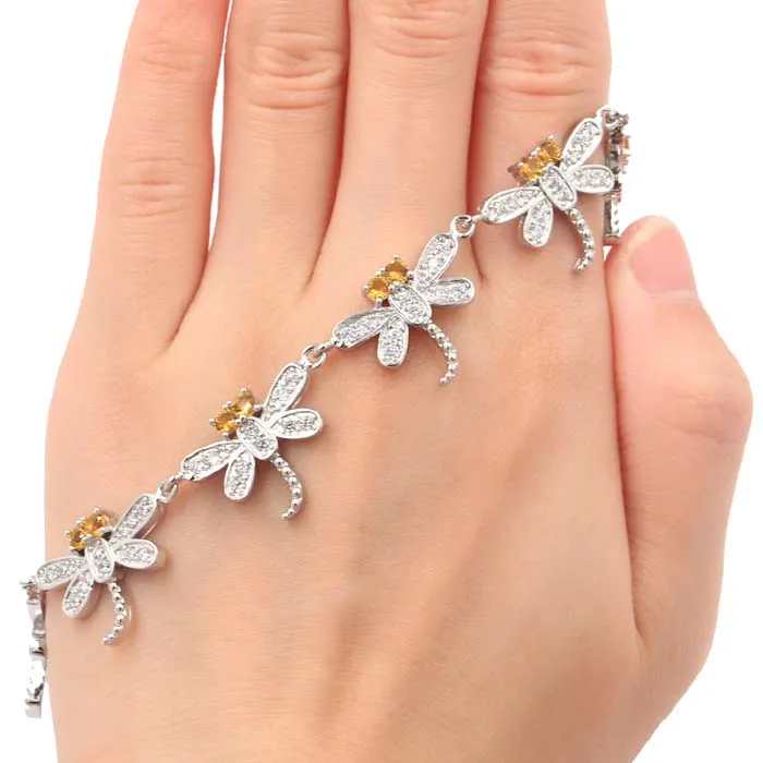 Golden Citrine Micro-Pave Dragonfly Tennis Bracelet