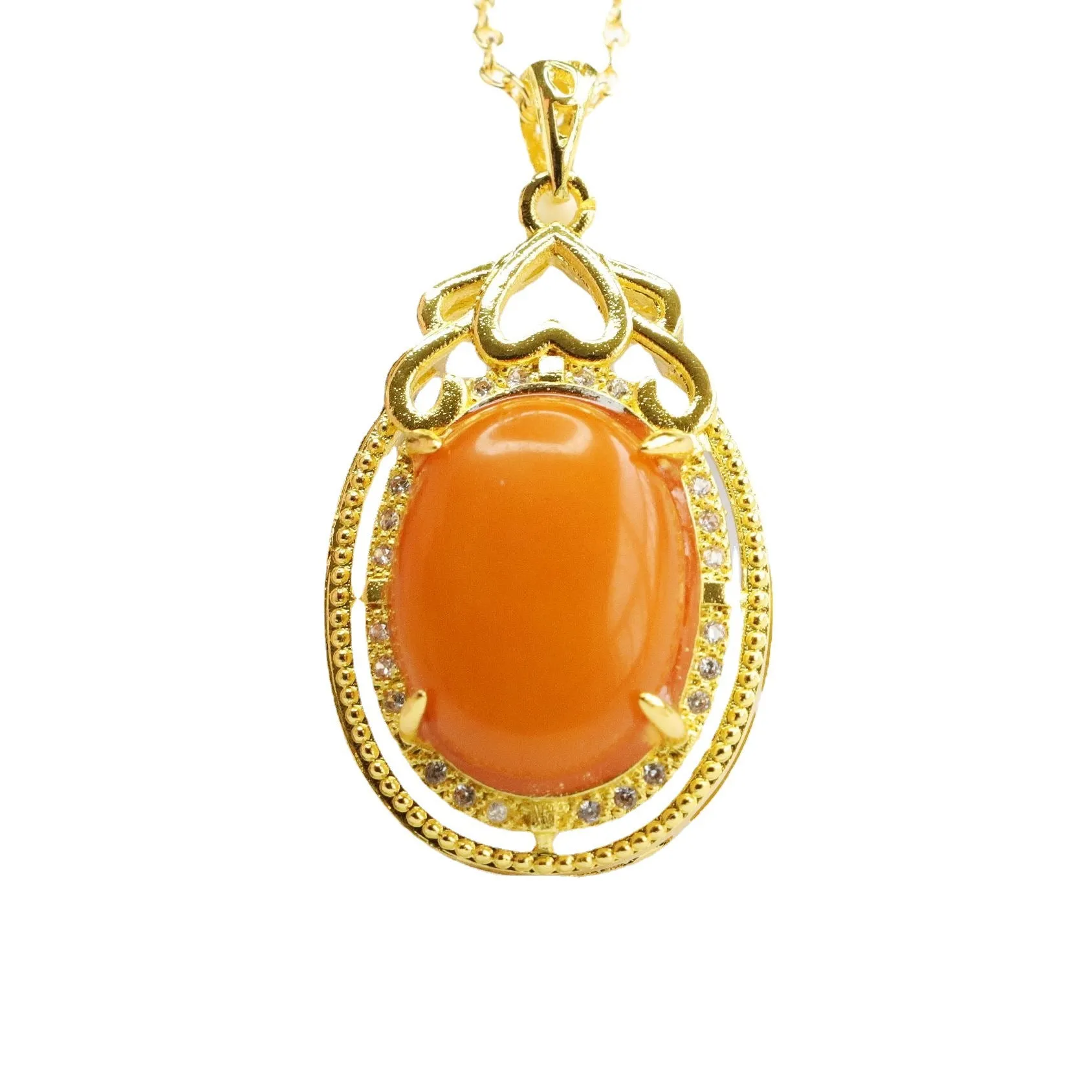 Golden Love Pendant with Beeswax Amber Detail