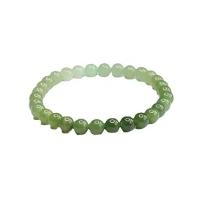 Gradient Hetian Jade Beaded Bracelet with Sterling Silver Needle