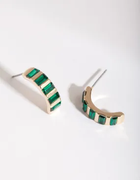 Green Baguette Stud