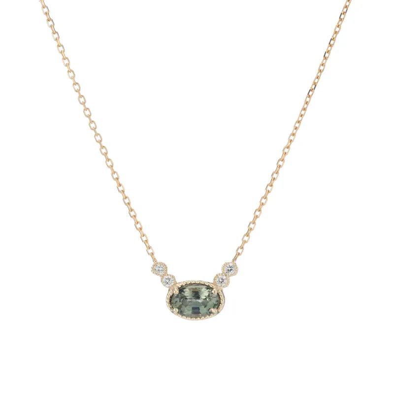 Green Sapphire Diamond Dew Necklace (ready to ship option)*