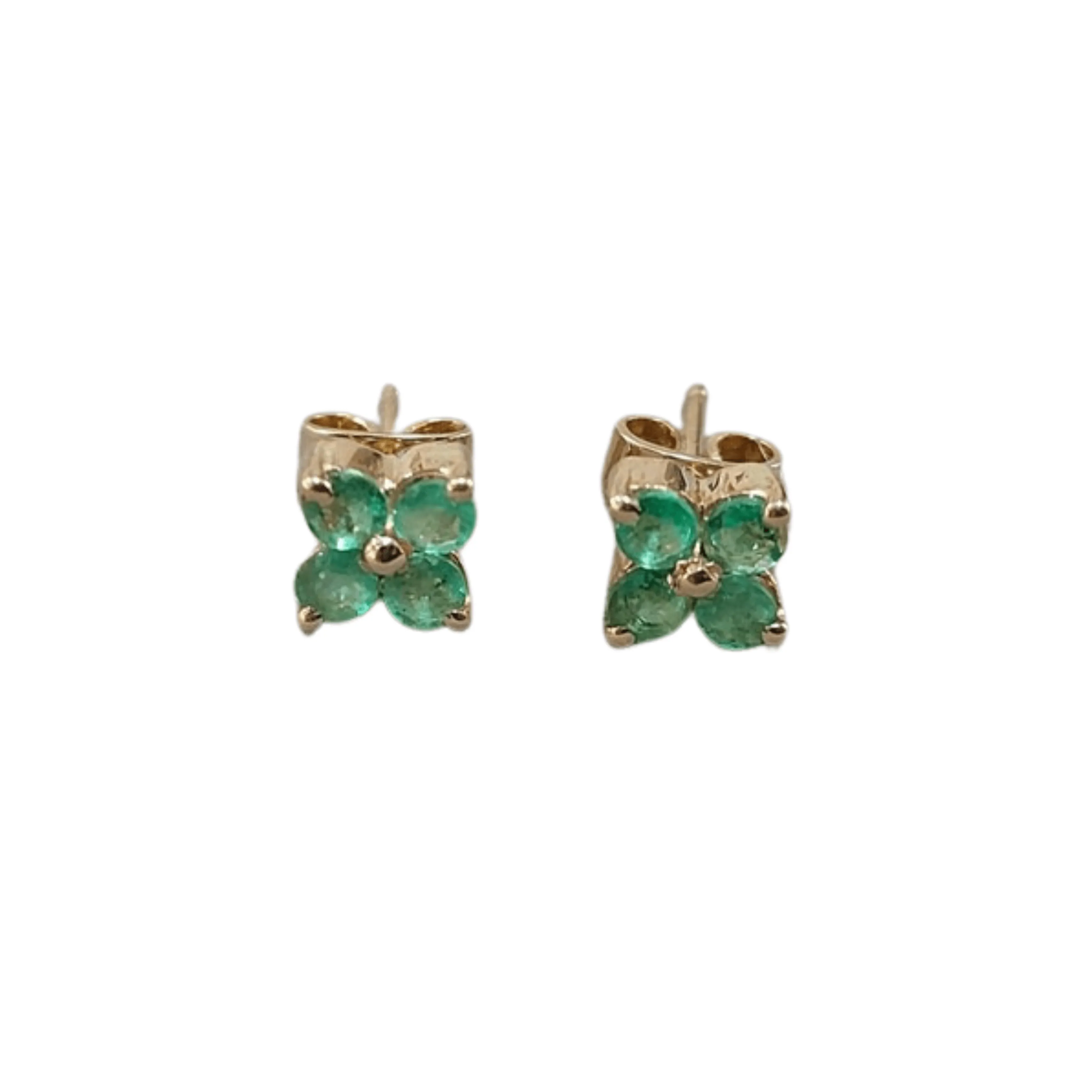 Green Studs - 18k Gold Emerald Earrings