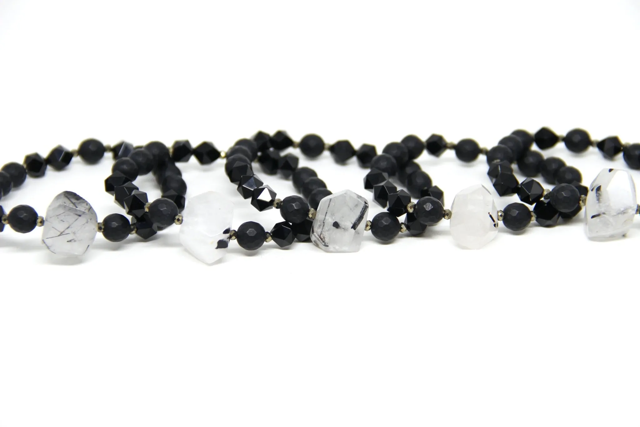 Grounded and Protected Bracelet | Tourmalinated Quartz, Onyx, Hematite