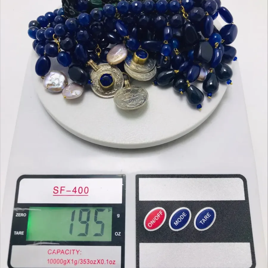 Handcrafted Lapis Choker Mala With Vintage Coins