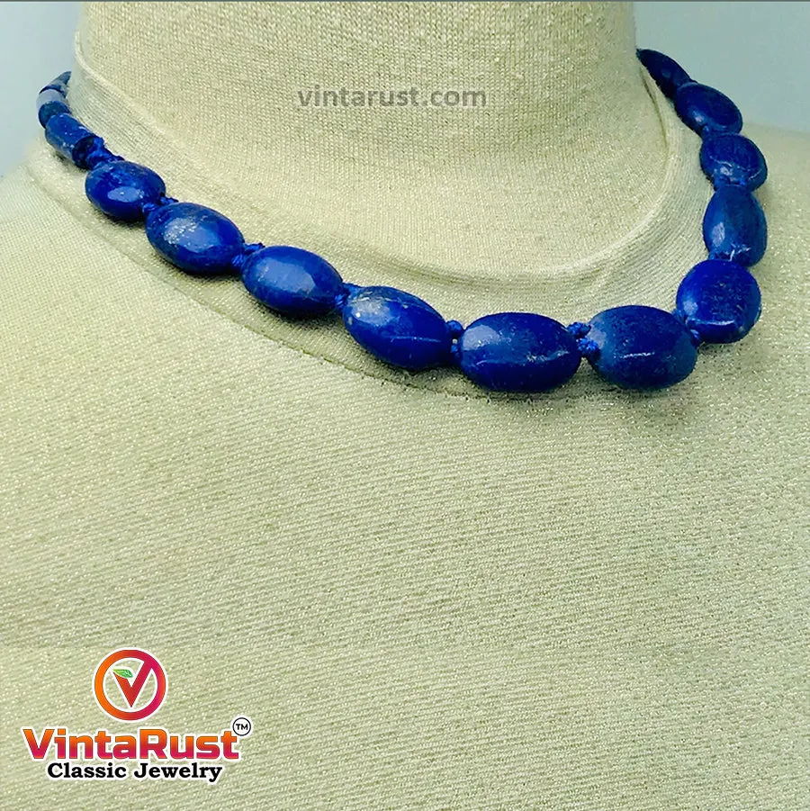 Handcrafted Lapis Lazuli Beaded Stone Necklace,