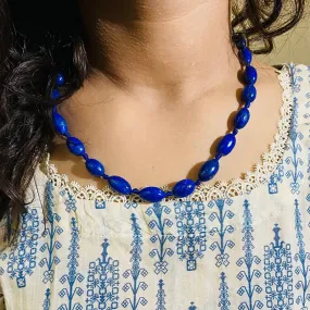 Handcrafted Lapis Lazuli Beaded Stone Necklace,