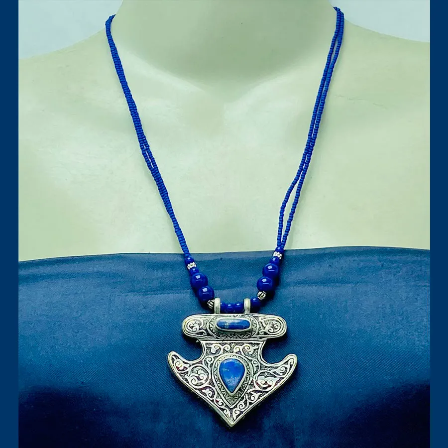 Handmade Tribal Chain Lapis Lazuli Necklace