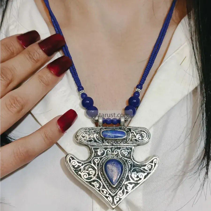 Handmade Tribal Chain Lapis Lazuli Necklace