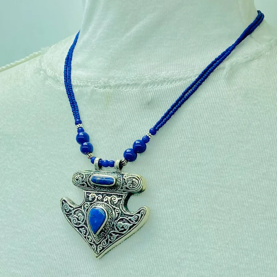 Handmade Tribal Chain Lapis Lazuli Necklace