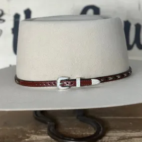 Hatband | Brown Leather w/Brown, Black and Ivory Horsehair Overlay Braid