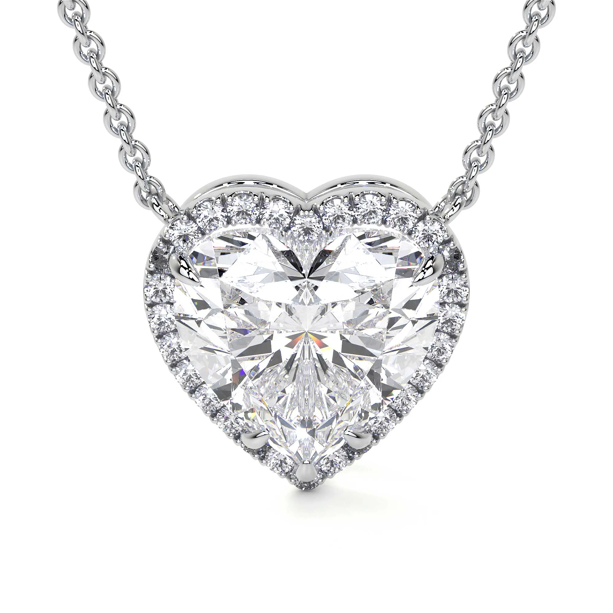 Heart Shape Diamond Necklace with Halo