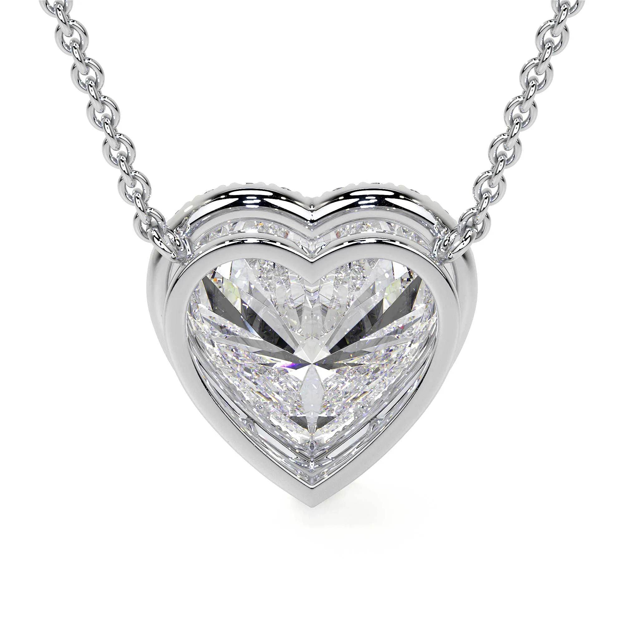 Heart Shape Diamond Necklace with Halo