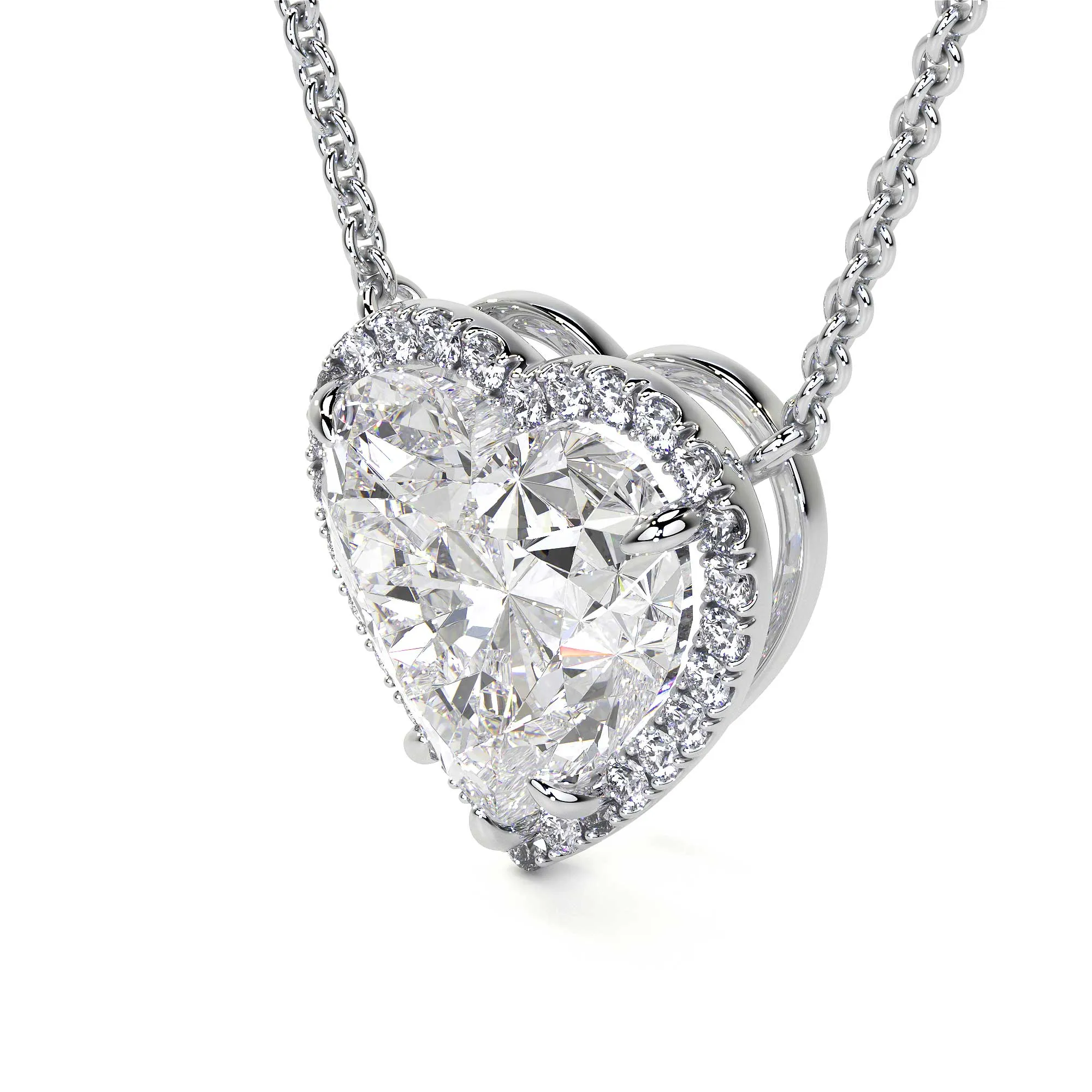 Heart Shape Diamond Necklace with Halo