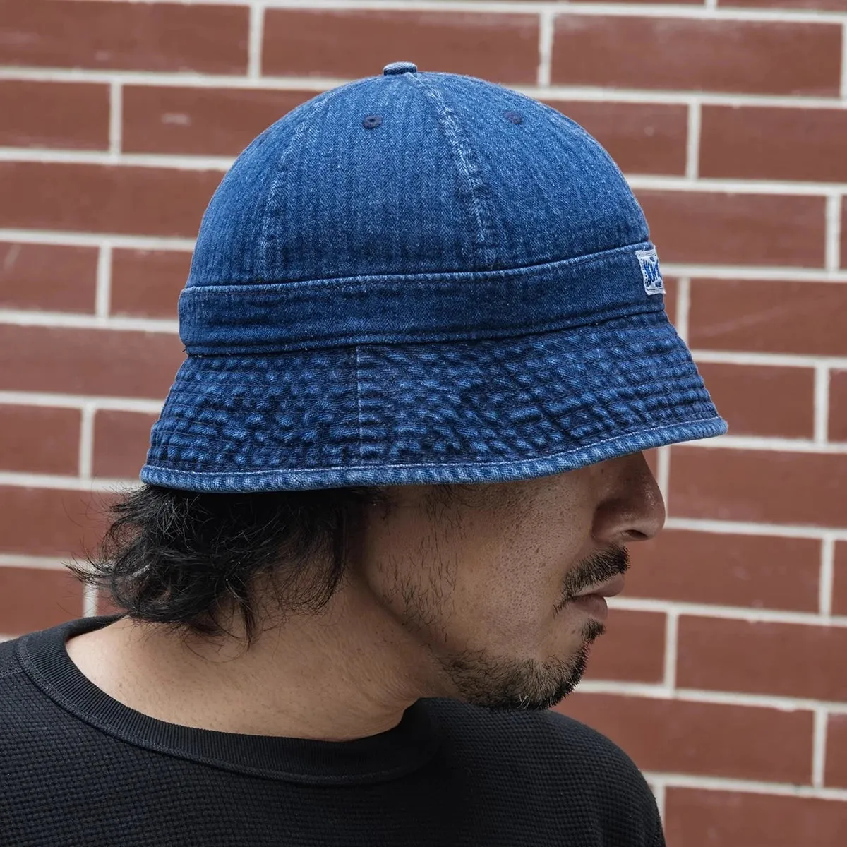 Herringbone Denim Bucket Hat Sun Cap