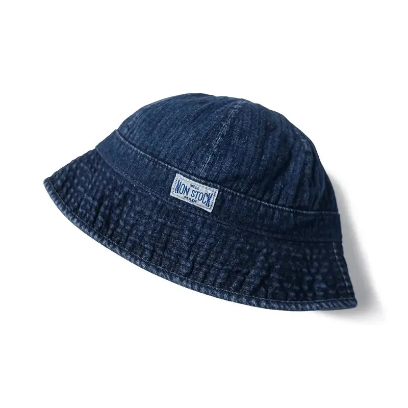 Herringbone Denim Bucket Hat Sun Cap