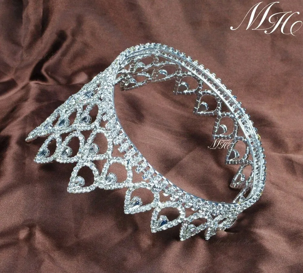 High Full Regalia Queen Princess Bridal Crown Headpiece for a Bride or a Quinceanera