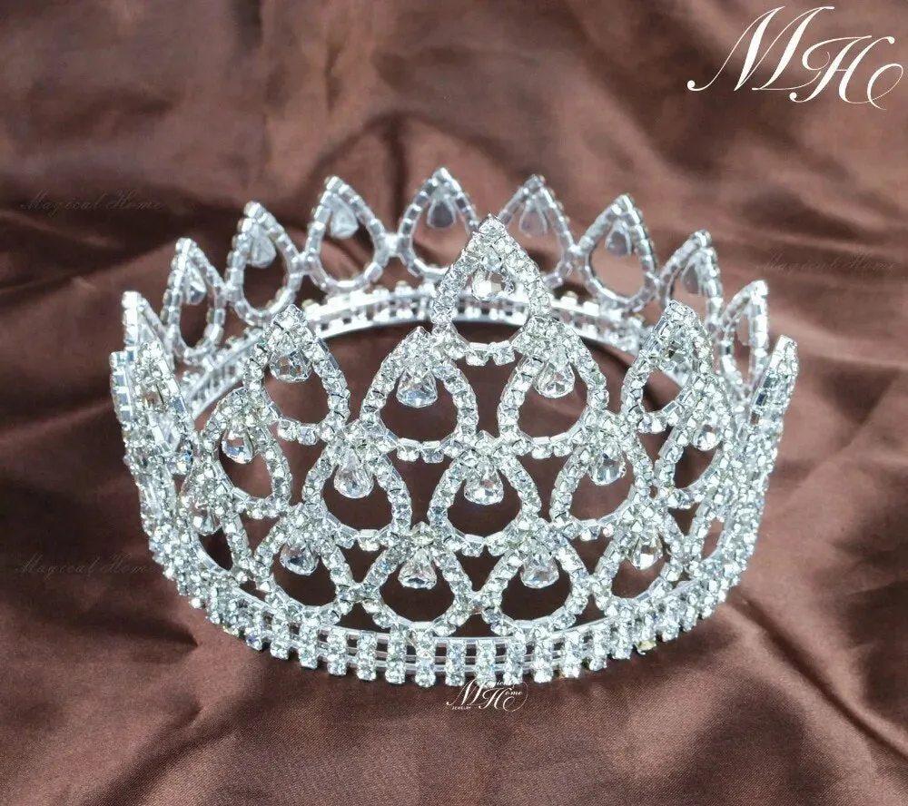 High Full Regalia Queen Princess Bridal Crown Headpiece for a Bride or a Quinceanera