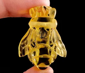 Honey AMBER Bee Pendant - Crystal Carving, Crystal Pendant, Handmade Jewelry, Healing Crystals and Stones, 54365