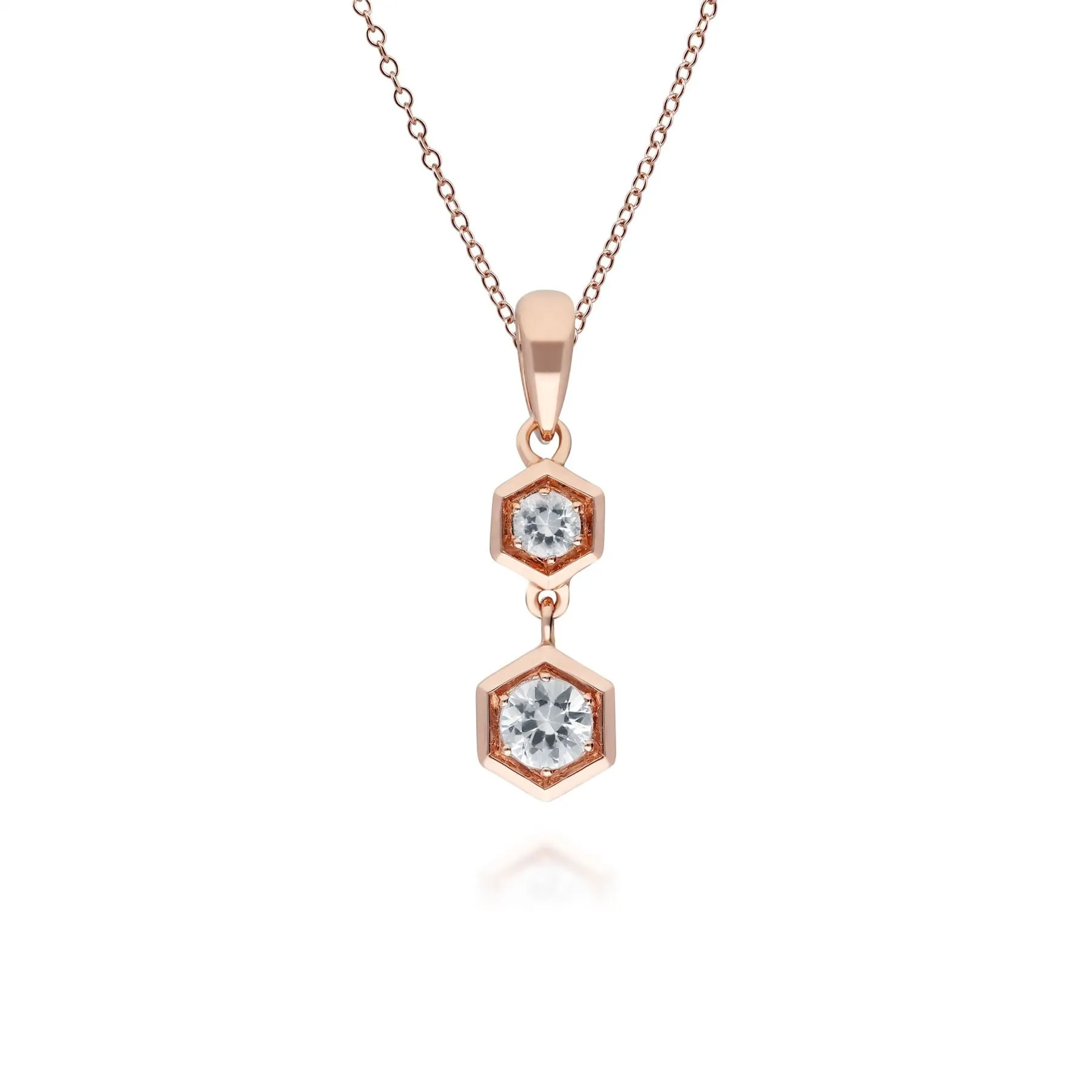 Honeycomb Klarer Saphir Doppel Halskette in 9ct Rose Gold