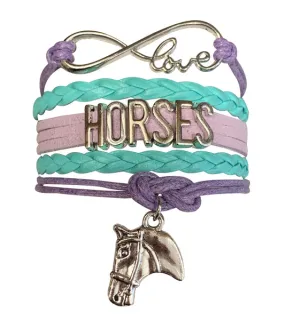 Horse Teal Purple Bracelet - Pick Charm