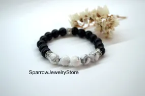 Howlite bracelets Energy balance everyday bracelet Simple tiny bead bracelet Personalized gifts Crystal stone bracelets Gifts for him her