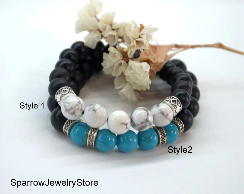 Howlite bracelets Energy balance everyday bracelet Simple tiny bead bracelet Personalized gifts Crystal stone bracelets Gifts for him her