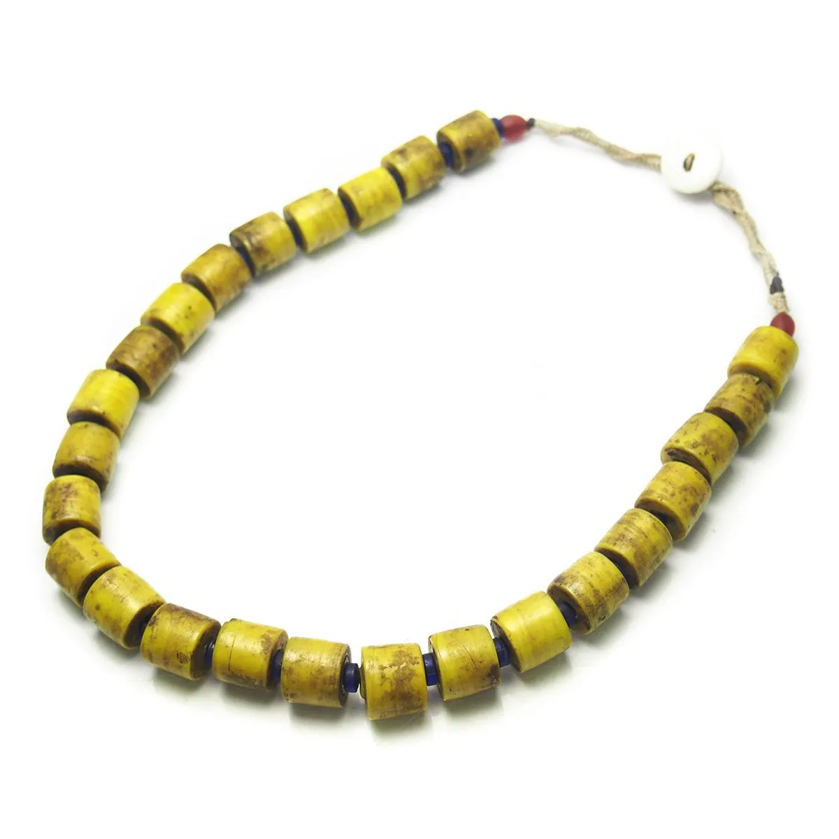 Indian Glass "Amber" Column Bead Necklace