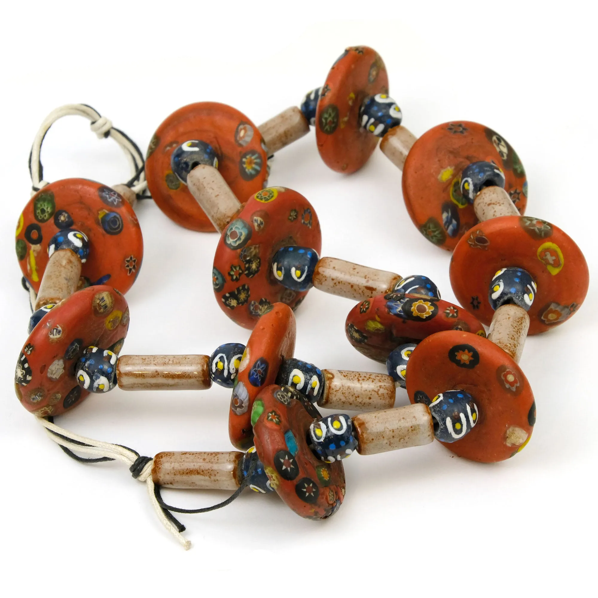 Indian "End of the Day" Glass Disc Bead Necklace