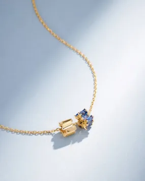 Infinite Light Blue Sapphire & Golden Rondelle Pendant