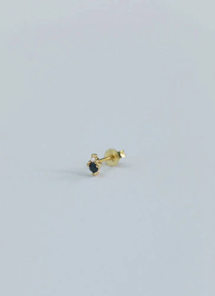 Jane diamond sapphire single earstud 14k gold