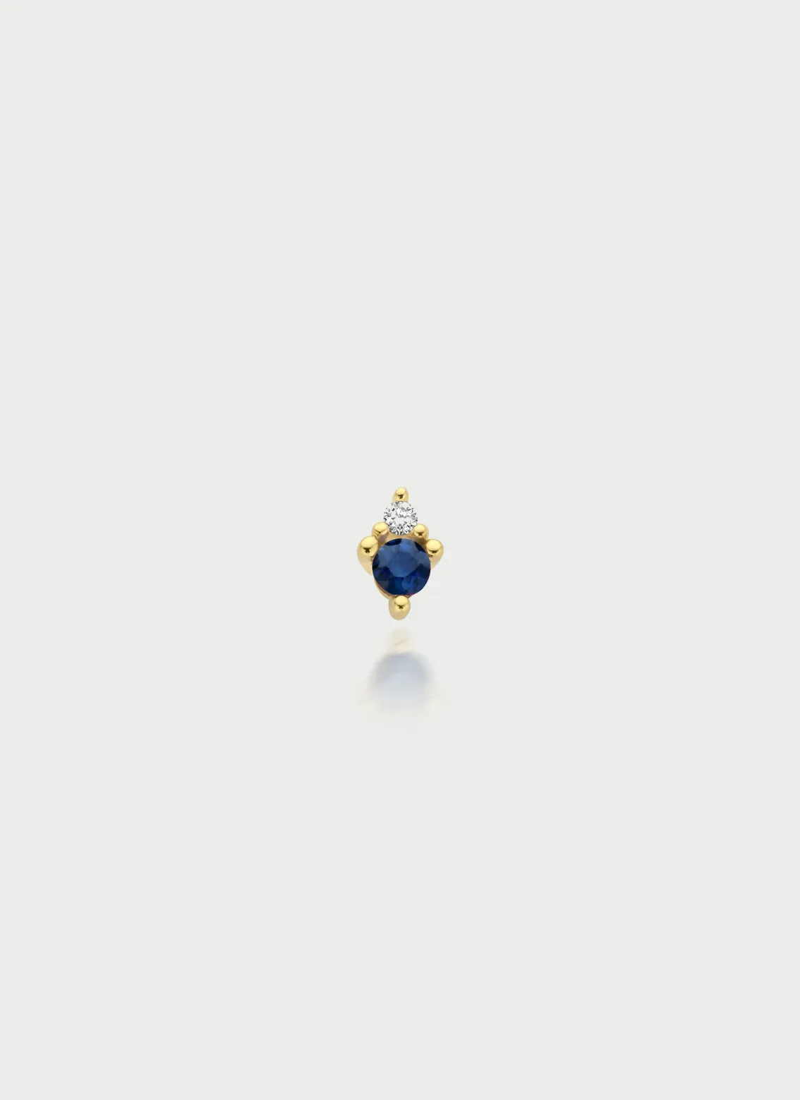 Jane diamond sapphire single earstud 14k gold