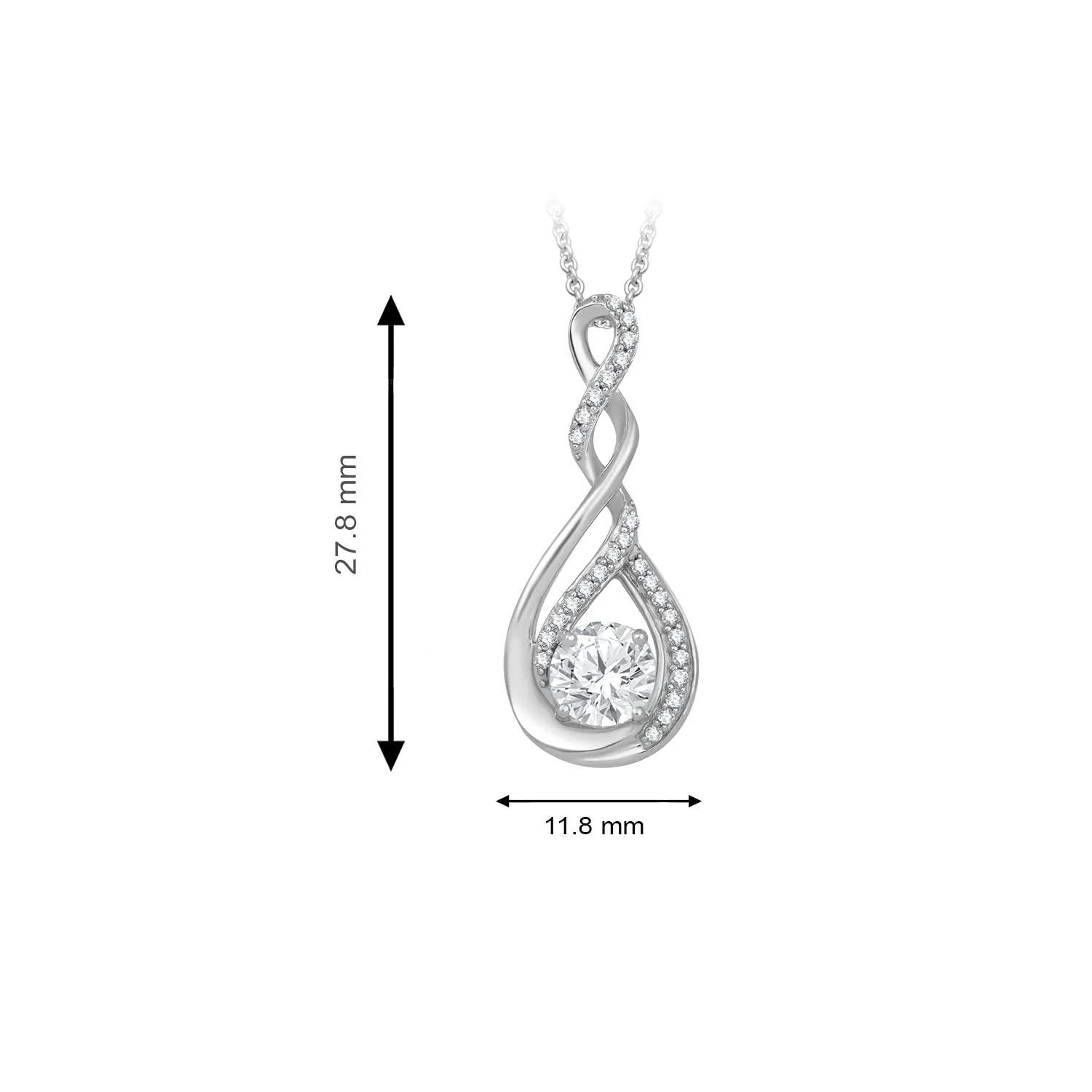 Jewelili Sterling Silver With Created White Sapphire Pendant Necklace