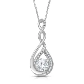 Jewelili Sterling Silver With Created White Sapphire Pendant Necklace