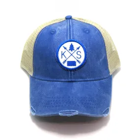 Kansas Hat - Distressed Snapback Trucker Hat - Kansas Arrow Compass