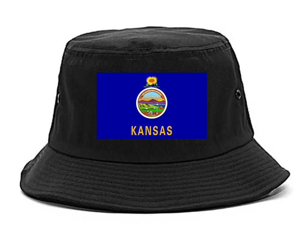 Kansas State Flag KS Chest Mens Bucket Hat