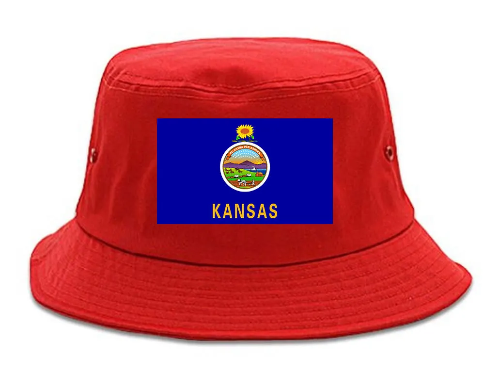 Kansas State Flag KS Chest Mens Bucket Hat