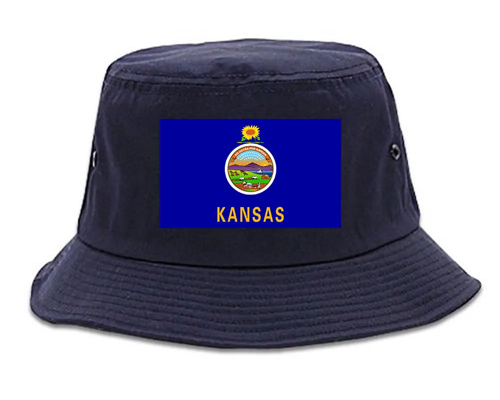 Kansas State Flag KS Chest Mens Bucket Hat