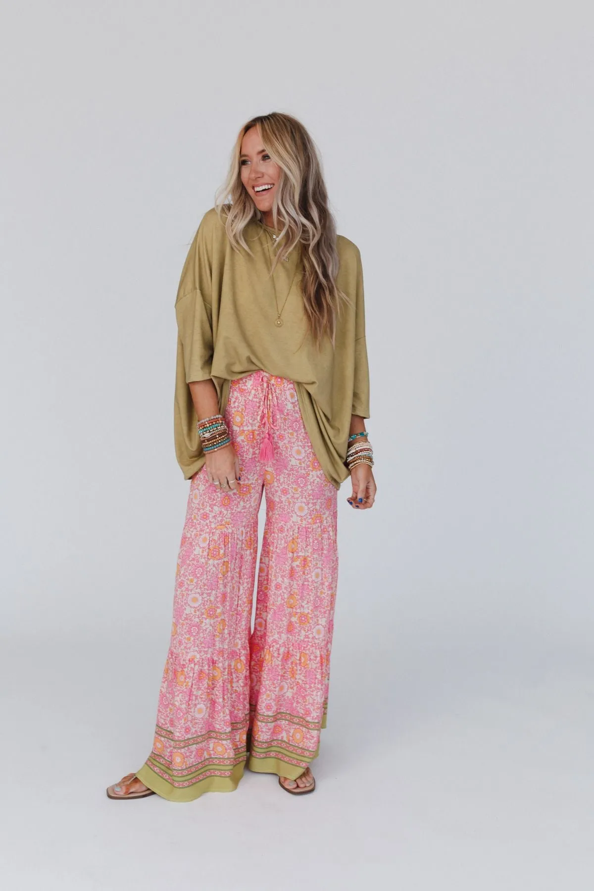 Kimmie Wide Leg Palazzo Pant - Coral