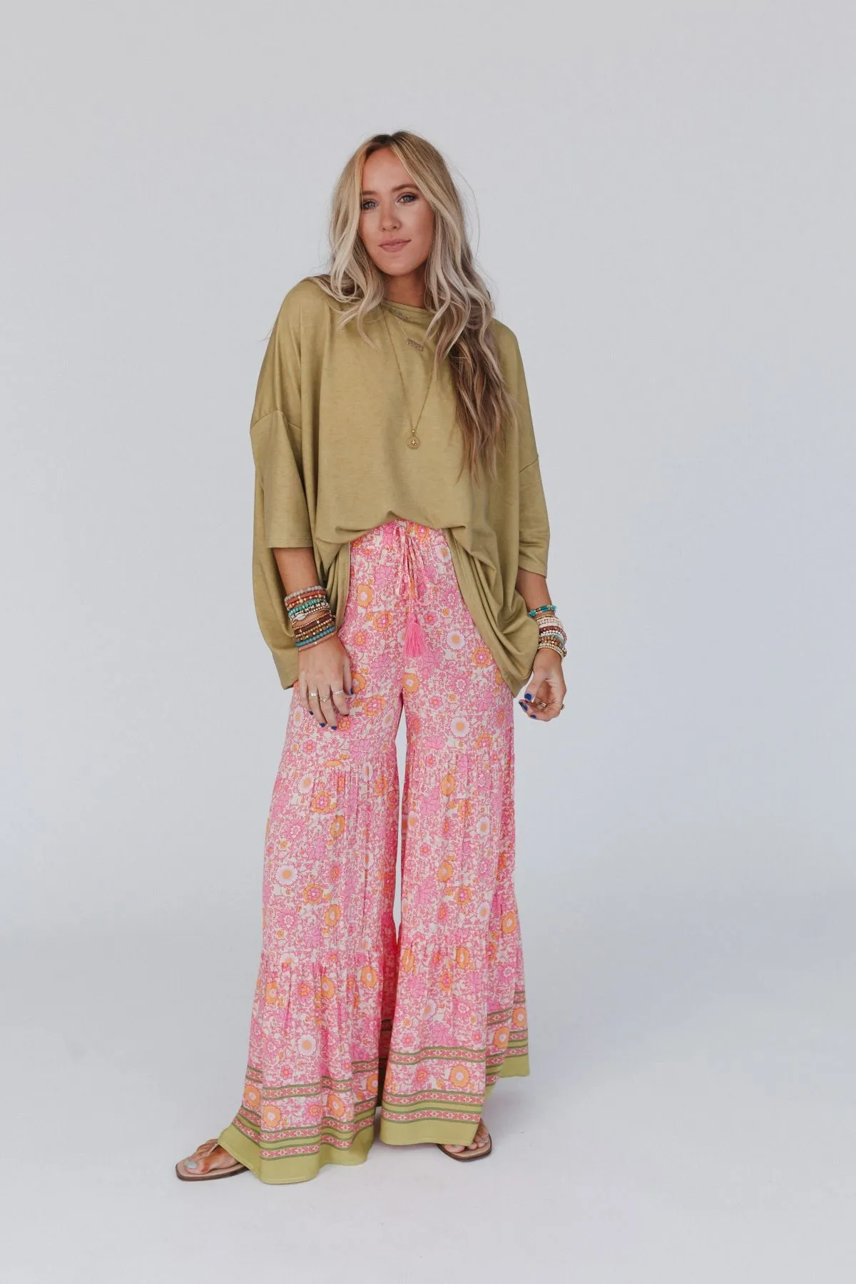 Kimmie Wide Leg Palazzo Pant - Coral