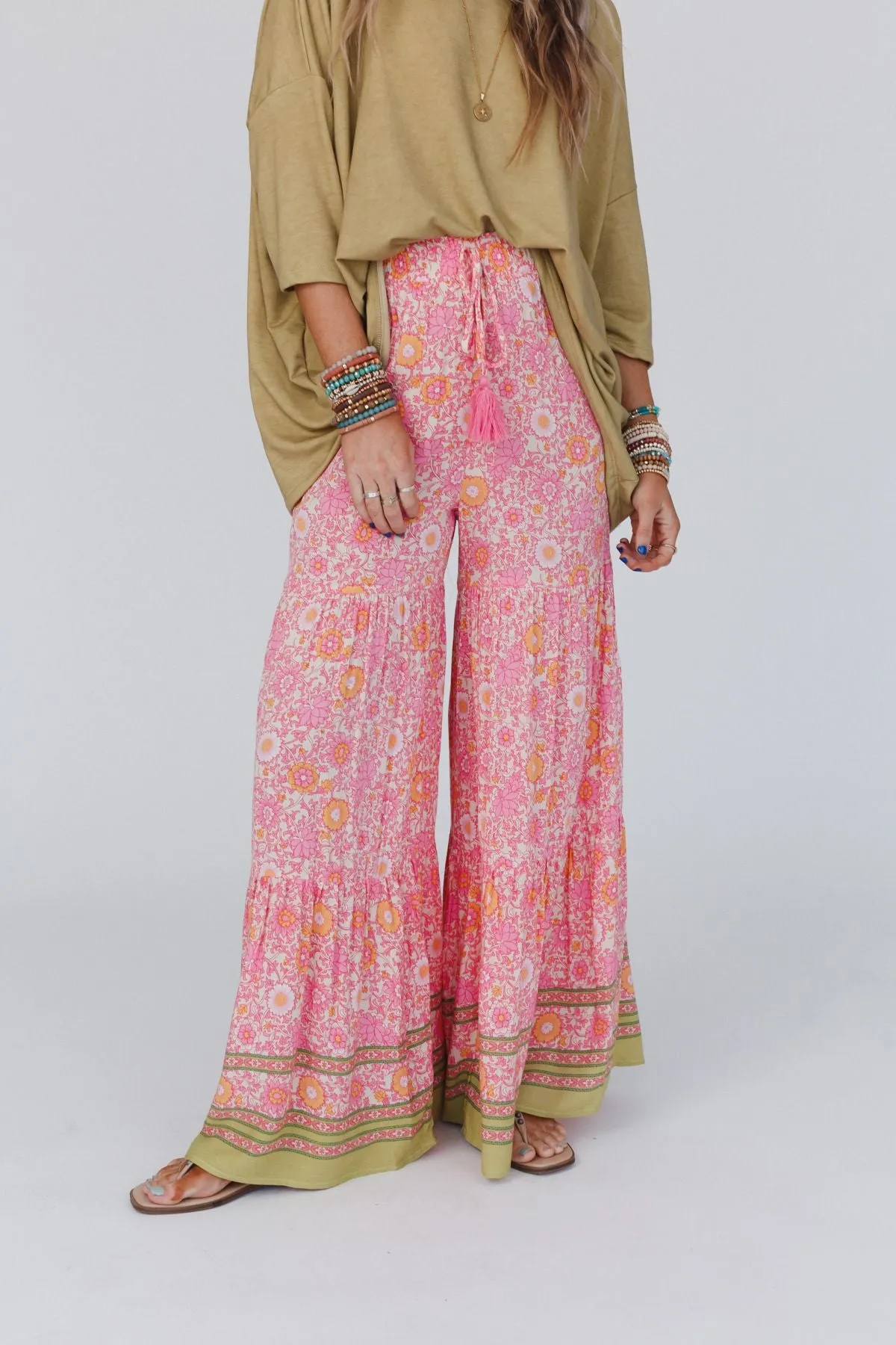 Kimmie Wide Leg Palazzo Pant - Coral