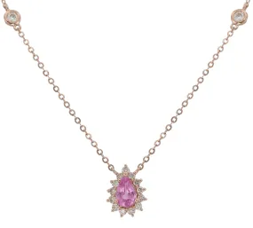 Ladies Diamond & Pink Sapphire Pendant Necklace