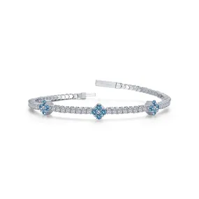 Lafonn Simulated Diamond & Blue Topaz Clover Flexible Tennis Bracelet B0201BTP68