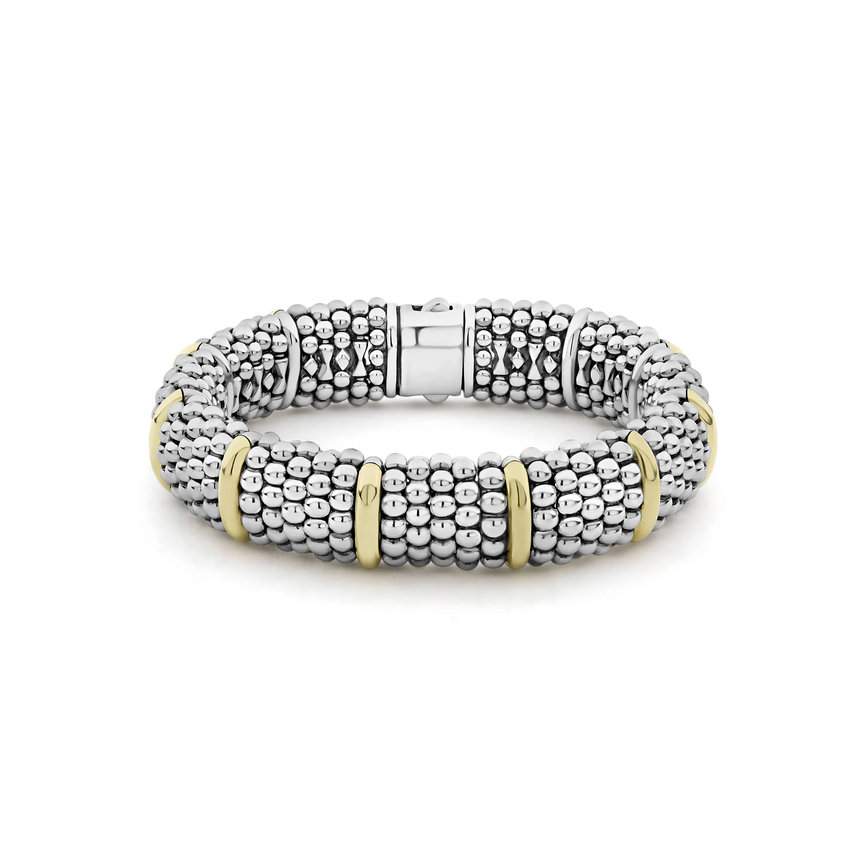 LAGOS Signature Caviar 15mm Gold Station Bracelet