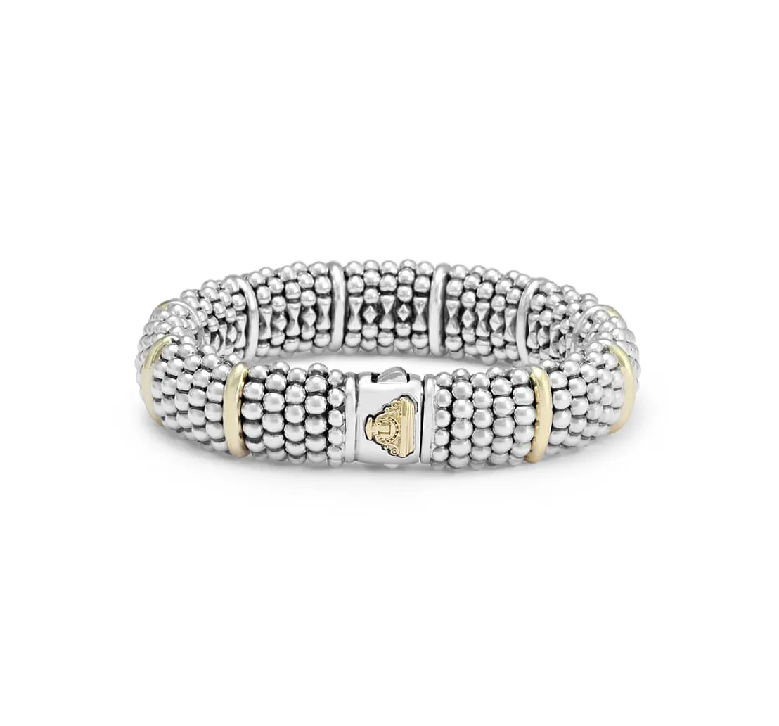 LAGOS Signature Caviar 15mm Gold Station Bracelet